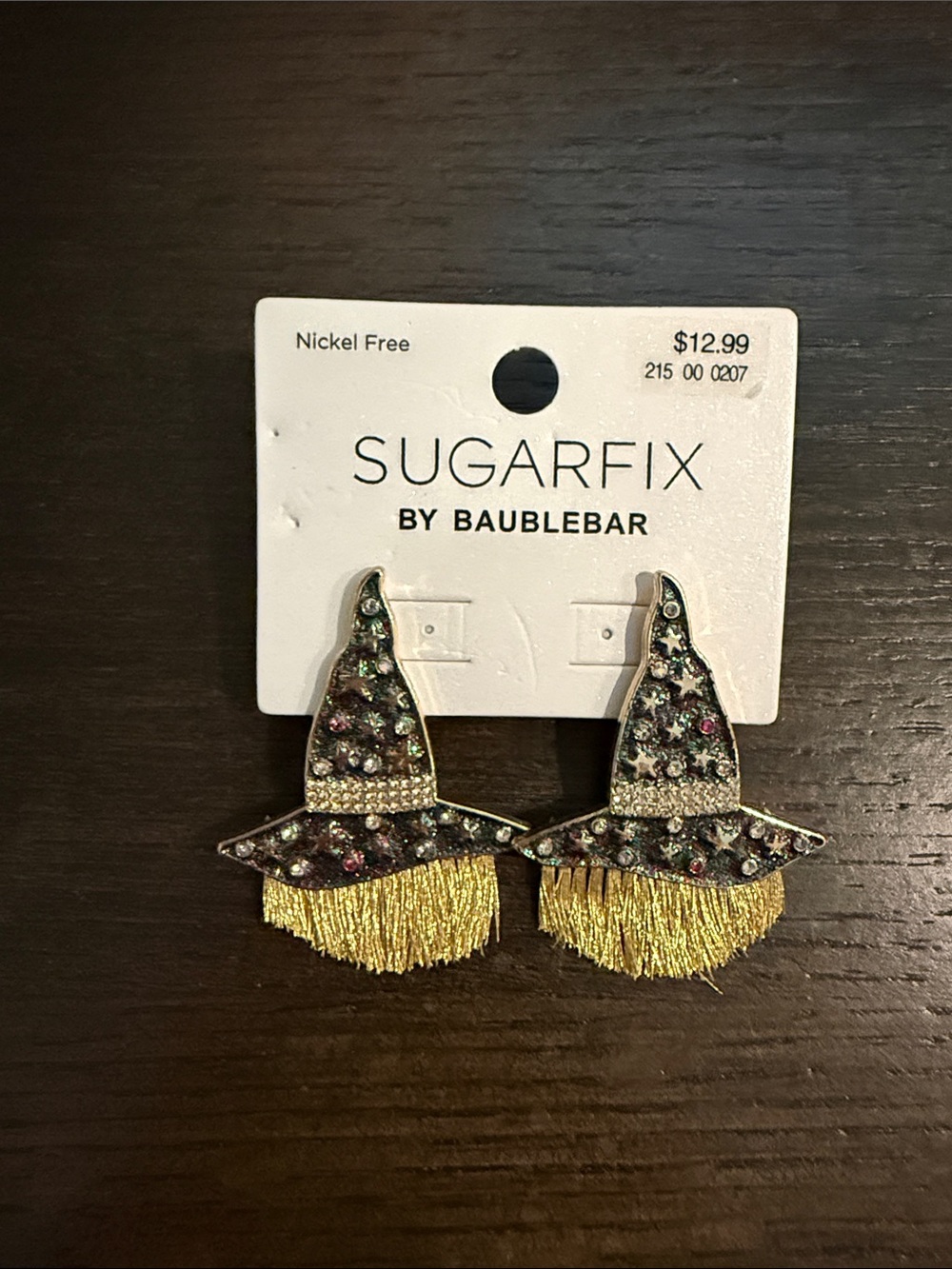 Sugarfix by BaubleBar Black and Gold Witch Hat Fringe Earrings